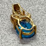 10K Gold Oval Blue Topaz Accent Pendant Necklace Charm Minimalist Feminine Photo 2