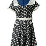 Voodoo Vixen Dahlia Dot Flare Dress Vintage 50s size XL Black Photo 0