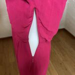 Bebe  Dress Womens 6 Raspberry Pink Chiffon Faux Wrap Midi Sheer 3/4 Sleeve Photo 8