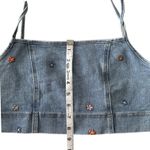 Banjara Floral Embroidered Denim Crop Top Sleeveless Blue Size L Festwear Boho Size L Photo 4