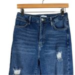 Forever 21 Dark Wash Flare Jeans Womens 27 Distressed Raw Split Hem Stretch Fall Western Photo 1