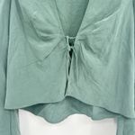 Urban Outfitters  UO Womens Tie Front Long Balloon Sleeve Blouse Size M Green Photo 4