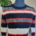Tommy Hilfiger Striped Chunky Cable Knit Crew Neck Sweater Photo 1