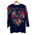 Rebecca Malone Navy Blue Red Rose Floral Long Sleeve Knit Sweater L Photo 1