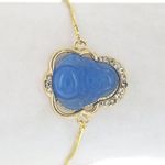Plated Gold Blue Laughing Buddha Adjustable Bracelet Photo 3