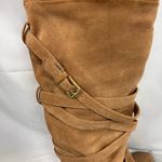 Sam Edelman Sam Edelman Tan Suede OTK Boots 7 Leather Heel Wrap Strap Tall Zip Buckle Photo 8
