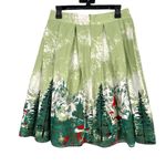 Alpine Scenic Winter Print Green Pleated Full A Photo 2