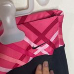 Nike contrast pink plaid fold over waist athletic wide leg black capris size L Photo 4