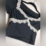 Scoop Neck Little Black Lace Trim Crop Too Tee Women’s T Photo 1