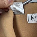 Kathy Che Stretch e Brown Button Up Tab Sleeve Military style Top size 14 Tan Photo 6