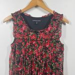 Chris McLaughlin Dress Women Black Red Rose Floral Dark Romantic Ruffle Pocket Size 4 Photo 2
