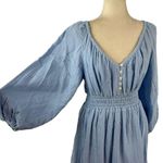 J.Crew New V-neck Midi Dress Soft Gauze Lake Blue BP861 Ballon Sleeve Small Photo 2