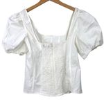 J Crew | 8 | Puff Sleeve Square Neck Top Cotton White Cropped Boning Blouse M Photo 1