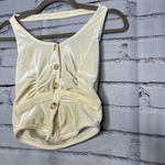 SheIn Cream Fitted Bodysuit Buttoned Down Details SZ XS Backless Crop Top Cami Photo 4