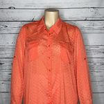 Verve Ami Women NWT 3X Coral Pink Swiss Dot Roll-Tab Sleeve Button Up Blouse Top Photo 1