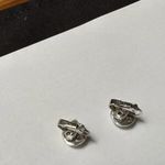 Trifari Crown Small Textured Silver Tone Clip On Earrings Signed Photo 4