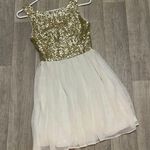 B Darlin  white gold sparkle dress 3/4 small party new years holiday sequins Photo 0
