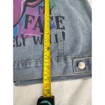 Denim Jacket‎ Graphic Print Statement Back Design Women's Size L Blue Size L Photo 4