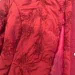 Coldwater Creek Vintage Red Burgundy Puffer Snap Jacket Floral Embroider Size 14 Photo 4