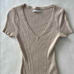Abercrombie & Fitch Beige Short Sleeve Ribbed Sweater Bodysuit Small $68 Photo 2