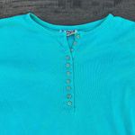 American Vintage Vintage Gerard Works Turquoise Blue Long Sleeve Henley Shirt w/ Button Up Front Photo 1