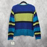 Erika Multicolor Block Stripe Electric Cozy Rockstar Preppy Pullover Sweater XL Blue Photo 1