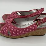 LL Bean Pink Polka Dot Slingback Wedge Sandals Heels Size 10 EUC!!! Photo 1