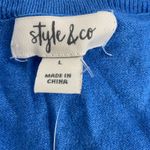 Style & Co Style Co Ribbed Pullover Sweater Palace Blue V Neck Long Sleeve Women's Large Photo 6