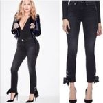 Good American Size 8/25 Black Straight Ankle Ribbon Lace Tie Jeans Photo 1