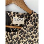 Sea New York 2 Animal Cheetah Print Pleated Mini Dress Cotton Silk EUC Career Brown Photo 3