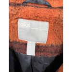 Asos Womens Brushed Coat Brown Orange‎ Striped Buttons Pocket Flaps Collar 12 Photo 7