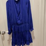 Apricot Lane NWT Royal blue long sleeve silky mini dress with ruffle hem Photo 2