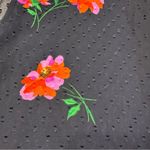 DKNY  Party Floral Navy and Pink Flower Bow neck Ruffle Sheer Sleeves Mini Dress Photo 8