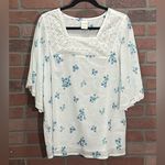 Blair  Floral top with flair arms knitted neckline size medium Photo 0