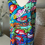 Jams World , colorful, sleeveless V-neck, fish party, vacation, tropical dress L Photo 0