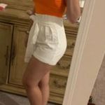 White High Rise Pleated Paperbag Shorts (Size S) Photo 1