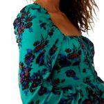 Free People  Hilary Floral Printed Low Square Back Top Teal S Photo 3