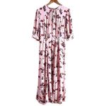 by TiMo Pink Floral Midi Dress Short‎ Puff Sleeves Bloom 50s Print, Size Small Photo 2