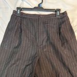 Alanni by DonnyBrook Brown Pinstripe High Waist Pleated Dress Pants SZ Photo 1