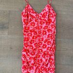 ZARA pink red floral print ruched party body on mini dress Photo 2