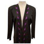 Misook  Black Purple Ribbon Cardigan Jacket Classic Blazer Designer  Women's S Photo 0