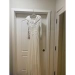 Mac Duggal  12231M Dress Womens Size 2 White Long Sleeve Ruched Gown Formal Photo 4