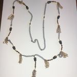 Vintage Gold Tone & Black Metal Dangling Fringe Tassel Boho Necklace Photo 2