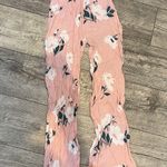 Womens Pink Floral Light Material (Rayon) Pants Size Medium Wide Leg Flare Photo 0