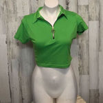 Green Collared Zip Up Crop Top Love Brand Size L Green Size L Photo 0