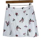 Forever 21 Mini Skirt Womens M White Floral Linen Slit Cottagecore Coquette Photo 0