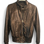 Knoles‎ & Carter Genuine Leather Black Bomber Jacket Ribbed Moto Bikercore Cozy Size M Photo 0