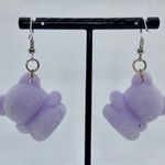 Fuzzy purple teddy bear earrings Photo 2