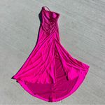Dave and Johnny Fuschia Pink Asymmetrical One Shoulder Gown High Slit NWT Size 3/4 Photo 3