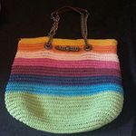 KURT GEIGER LONDON Chelsea Rainbow Raffia Open Top Convertible Straw Tot… Gold Photo 6